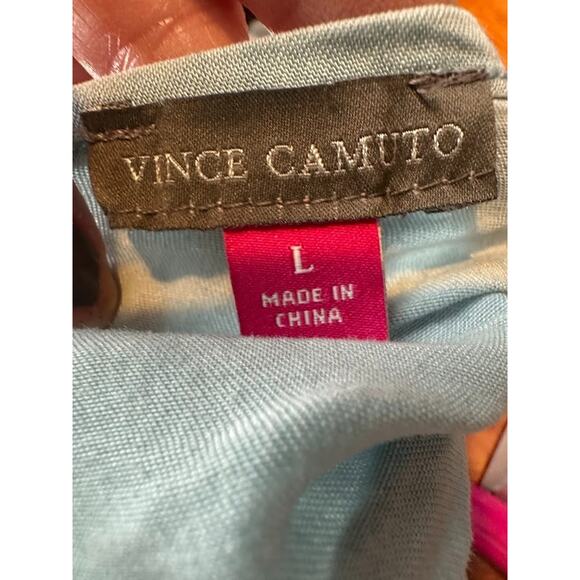 Vince Camuto Sleeveless Tiered Tencel Maxi Halter Dress Blue Large Tiered Flowy - Picture 9 of 11